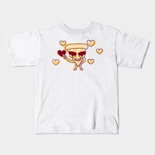 pizza lover hearts cartoon Kids T-Shirt